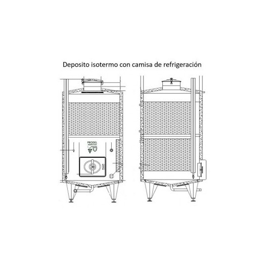 DEPOSITO ISOTERMO 1500 L. CON CAMISA ØI NT 1150 Ø EXT 1270 H 2500 MM